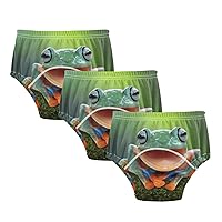 ALAZA Cute Tree Frog Animal Cotton Potty Training Underwear Pants for Toddler Girls Boys, 2t, 3t, 4t, 5t