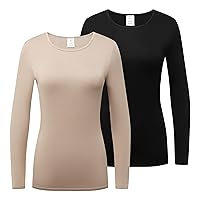 Women’s 2-Pack Long Sleeve T-Shirt Basic Layer Underscrub Shirt