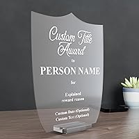 EGD Personalized Acrylic Award or Trophy for Activities I Custom Trophy Plaque I Make Your Own Acrylic Award I Multiple Options for Customization (Wide 7.5 x 10 Height)