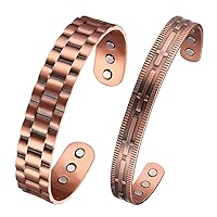 Copper Bracelet for Men - Magnetic Therapy for Arthritis Pain Relief Carpal Tunnel - 3500 Gauss Magnets for Migraines Tennis Elbow - 100% Pure Copper Jewelry Gift