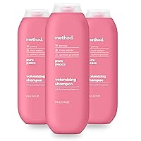 Method Volumizing Shampoo, Pure Peace with Rose, Peony, and Pink Sea Salt Scent Notes, Paraben and Sulfate Free, 14 oz (Pack of 3)