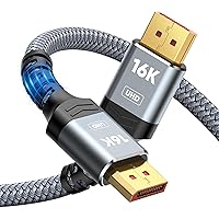 Highwings 16K Displayport Cable 2.1 10Ft, 80Gbps High Speed Braided DP Cable 2.0-16K@60Hz 8K@120Hz 4K@240Hz 165Hz 144Hz, HBR3 HDCP DSC 1.2a HDR10, Compatible FreeSync G-Sync Gaming Monitor