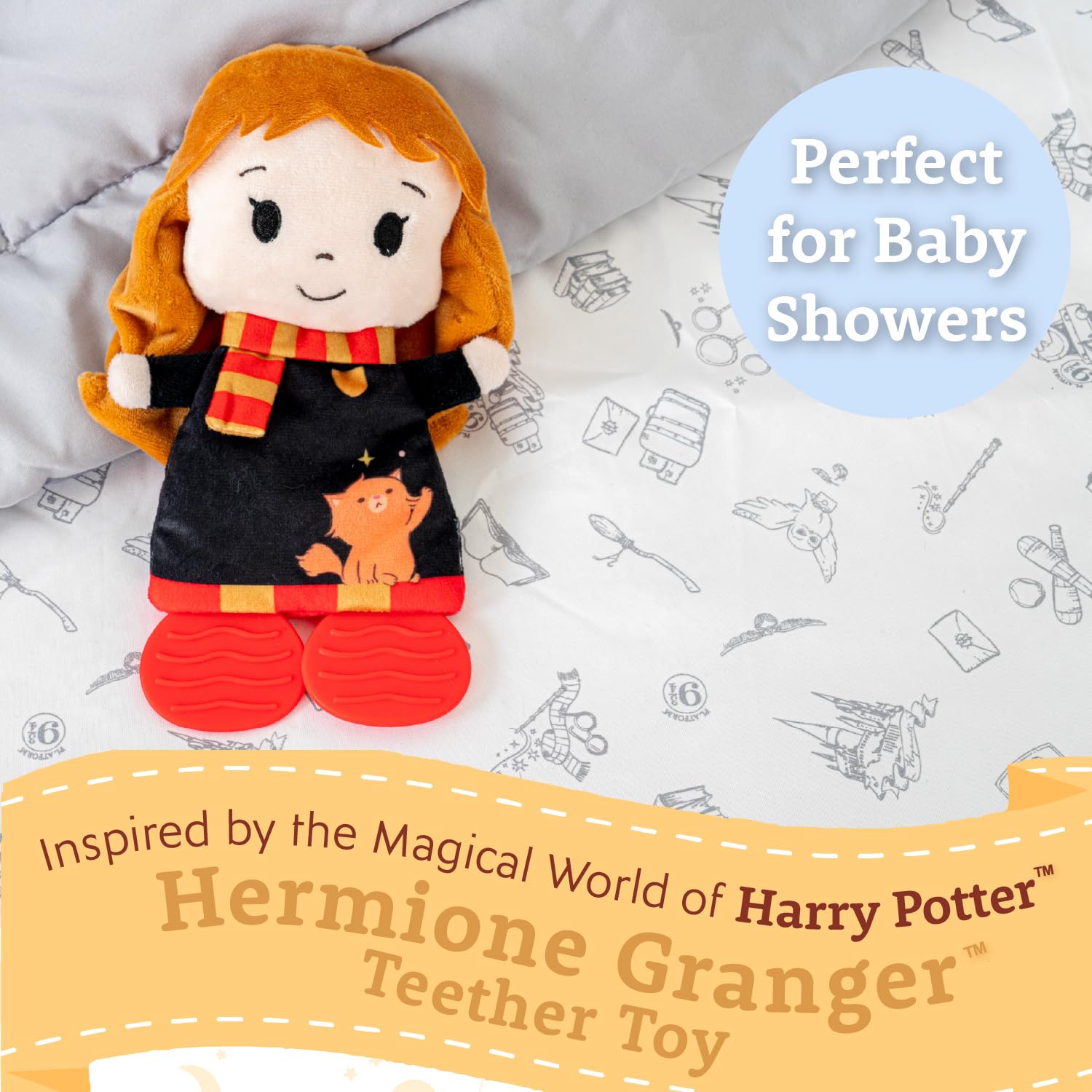 Kids Preferred Harry Potter Hermione Teether Plush Toy Crinkle Cloth for Newborn Baby Boys and Girls, 10 inches