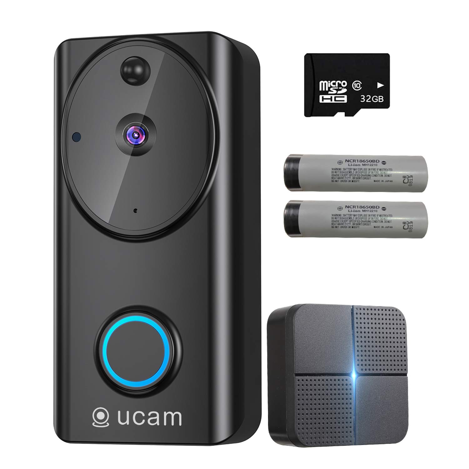 OUCAM Video Doorbell Wireless Wi-fi with Chime, Doorbell Camera with Motion Detector, 6400mAh Low Power Consumption, 2-Way Audio,1080P Night Vision...