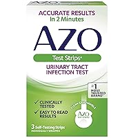 AZO Urinary Tract Infection (UTI) Test Strips, Accurate Results in 2 Minutes, Clinically Tested, Easy to Read Results, Clean Grip Handle, #1 Most Trusted Brand, 3 Count