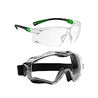NoCry Safety Glasses with Clear Anti Fog Scratch Resistant, UV Protection & Safety Goggles 6X3 that Fit Over Glasses with Anti Fog and Scratch Resistant Coating, ANSI Z87.1 Certified