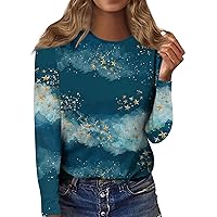Blouses for Women, Fashion Women's Round Neck Long Sleeve Casual Printed Top