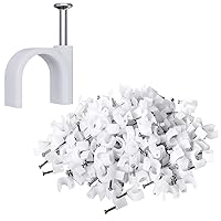 200 Pack Nail in Cable Clips Ethernet Cable Nails Tacks Clips 7mm for Cat6 Cable - White