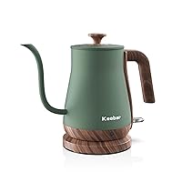 Gooseneck Electric Kettle, Electric Tea Kettle Stainless Steel, Pour over kettle for Coffee, 1000W Hot Water Kettle Electric Auto Shut Off, 0.8L, Wood-like Grain Finish Handle, Matcha Green