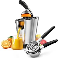 Zulay Powerful Electric Orange Juicer Squeezer - Stainless Steel Citrus Juicer Electric With Soft Touch Grip and Lemon Squeezer Stainless Steel Press