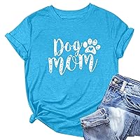 Womens Tops for Leggings Petite Women's T Shirt Print Cute T Shirt Cute Dog Mom Short Sleeve T Shirt Woman Lar