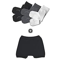 Seamless Sensory-Friendly Sensitivity Socks 3 Pack and Boxer Brief Style Seamless Undies (Black/Grey/White, X-Large & Black, Medium)