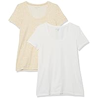Amazon Essentials Women's Classic-Fit Short-Sleeve Scoop Neck T-Shirt (Available in Plus Size), Pack of 2