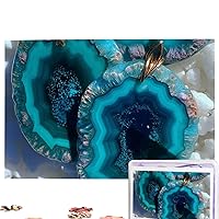 Puzzles 1000 Pieces Personalized Jigsaw Puzzles Teal Agate Photo Puzzle Challenging Picture Puzzle for Adults Personaliz Jigsaw with Storage Bag (29.5