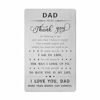TANWIH Gifts for Dad - Stainless Steel Dad Engraved Fathers Day Card - Father's Day Birthday Present for Dad
