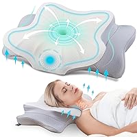 DONAMA Cervical Pillow for Neck and Shoulder,Contour Memory Foam Pillow,Ergonomic Neck Support Pillow for Side Back Stomach Sleepers with Pillowcase-Lower Queen Size