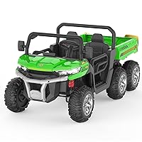 Ride On Dump Truck for Kids Ride On Car with Remote Control Electric UTV Vehicles with Electric Dump Bed, 4WD Power Ride-on 6 Wheels Ride On Toys for Boys Girls