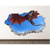 Red Dragon Decal Art Decor 3D Smashed Kids Removable Sticker Mural Nursery Boys Gift BL32 (22