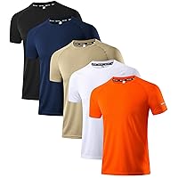 Holure Pack of 3 or 5 Men's Sports T-Shirts, Breathable, Quick-Drying, Short-Sleeve T-Shirts, Functional Shirt, Running Shirt, Summer Fitness Shirt, Training Shirt, Hiking Shirt, Workout, Bodybuilding
