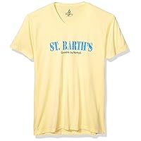 Men's ST. Barth's Graphic Printed Premium Tops Fitted Sueded Short Sleeve V-Neck T-Shirt, Light Gray, X-Small