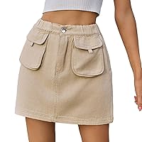 Women's Low Waist Button Bodycon Mini Cargo Denim Skirt 2024 Summer Fashion Y2K Streetwear Jean Skirts with Pockets