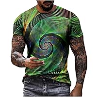 Mens Fashion Optical Illusion 3D Print T-Shirts Funny Graphics Pattern Crewneck Short Sleeve Tees for Men 2024