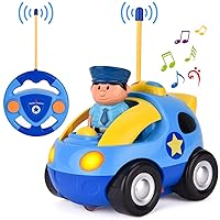 Liberty Imports My First Cartoon RC Remote Control Cars for Toddlers Ages 1-3, Radio Control Toy for Baby, Kids 18 Months+ (Police Car)