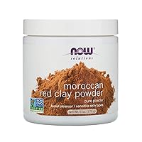 Now Foods Moroccan Red Clay Powder, 6 oz (170 g), Unisex Skin Treatment Mask, Cleanses, Detoxifies, Moisturizes