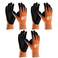 3 Pack MaxiFlex Ultimate Hi-Vis Orange Work Gloves 34-8014 Sizes Small-X-Large (Small)