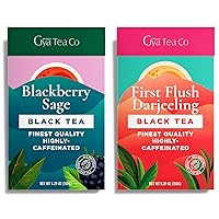 Gya Tea Co Blackberry Sage Black Tea & First Flush Darjeeling Black Tea Set - Natural Loose Leaf Tea with No Artificial Ingredients - Brew As Hot Or Iced Tea