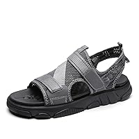 Men's Separable Patchwork Sandal Cursory Elastic Water Shoes Fabric Woven Belt Open Toe Hook & Loop Thick Sole Pull Tap Solid Color