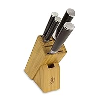 Shun Cutlery Classic 5-Piece Starter Block Set, Kitchen Knife and Block Set, Includes Classic 8” Chef, 6” Utility & 3.5” Paring Knives, Handcrafted Japanese Kitchen Knives