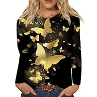 Loose Blouses for Women Casual Long Sleeve Tops Basics Plus Size T Shirts Holiday Hawaiian Clothes Lightweight Cute Outfit