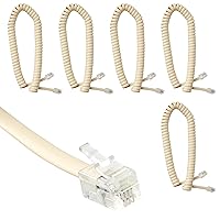Newhouse Hardware 7 ft Uncoiled/1.33 ft Coiled Telephone Handset Cord, with RJ9 (4P4C) Connectors, Used to Connect The Telephone and Handset, 5-Pack, Ivory