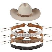 CHGCRAFT 3Colors Rhinestone Adjustable Hat Band Velvet Adjustable Hat Band Bling Hat Accessories for Cowboy Hat Straw Hat Decoration, 49inch