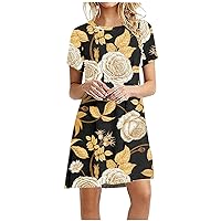 Women's Casual Dresses Printed Mini T-Shirt Dress Crewneck Short Sleeve Summer Sundress Daily Wear Streetwear