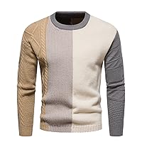 DuDubaby Men's Autumn and Winter Casual Knitted Solid Color Decorative Pattern Sweater