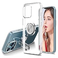 Compatible with iPhone 13 Pro Max Case, Crystal Clear Slim Fit Protective Phone Case Cover with [Ring Holder Kickstand] [Magnetic Car Mount Feature] for iPhone 13 Pro Max 6.7 Inch 2021,Clear