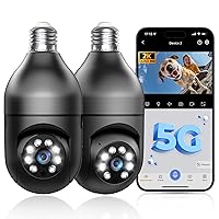 Light Bulb Security Camera 5G WiFi 2K Light Socket Security Cameras Wireless Outdoor EseeCloud, Eagle Eye Camera 360 Motion Detection Siren Alarm Lightbulb Camera Two Way Talk Color Night Vision