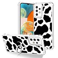 OOK Compatible with Samsung Galaxy A23 5G Black Cow Case with Kickstand, Cute Transparent Soft Slim Shockproof Protective Bumper Anti-Scratch Phone Case for Girls Women