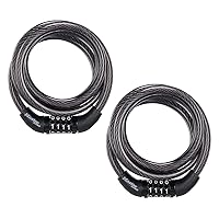 Master Lock Bike Lock Cable, Combination Bicycle Lock, Cable Lock for Outdoor Equipment, (Pack of 2) 8143T,Black