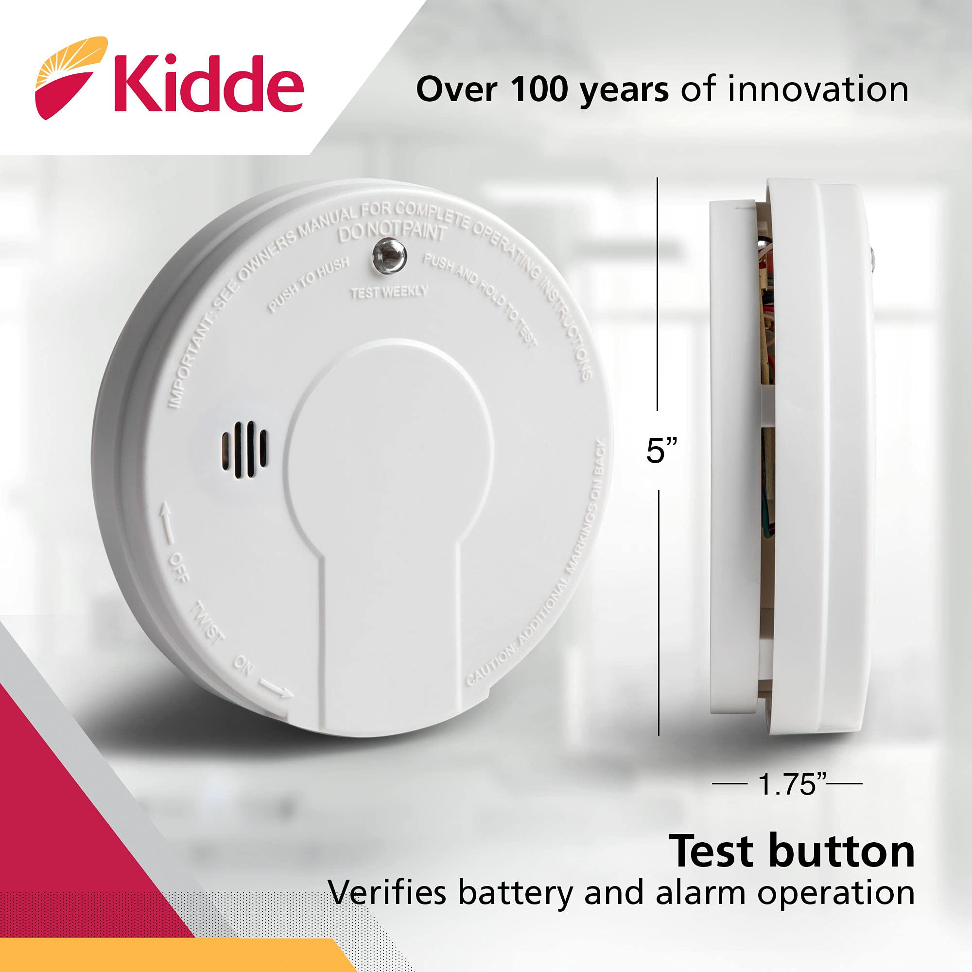 Kidde Smoke Detector, 9-Volt Battery Operated, Ionization Smoke Alarm, Battery Included