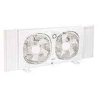 Comfort Zone Living Comfort Twin Window Fan with Individually 180 Degree Rotating Fan Heads, 9 inch, 2 Speed, Plastic Removable Bug Screen, Ideal for Home, Kitchen, Bedroom, & Office, LC329WT