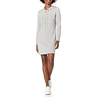 Calvin Klein Women's Long Sleeve Hoodie Dress, Medium Heather Grey Small CK Logo, L