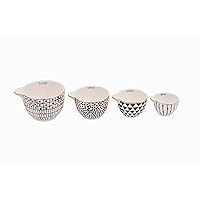 Black & White Stoneware Measuring Cups with Gold Electroplating (Set of 4 Sizes)