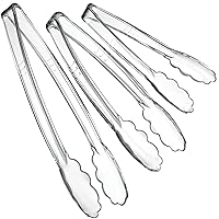 [Clear Tongs Combo Set] Plasticpro 4 of each 7.5'', 9'', 12'', Serving Tongs Heavy Duty Reusable Kitchen and BBQ Clear Serving Tongs for party's, Caterings, Events, Buffet, Weddings, Pack of 12