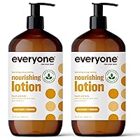 Nourishing Hand and Body Lotion, 32 Ounce (Pack of 2), Coconut and Lemon, Plant-Based Lotion with Pure Essential Oils, Coconut Oil, Aloe Vera and Vitamin E
