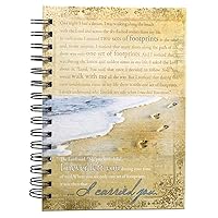 Hardcover Journal Footprints In The Sand Poem Beach Inspirational Wire Bound Notebook w/192 Lined Pages, Large