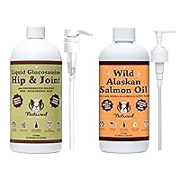 32 oz. Bundle with Wild Alaskan Salmon Oil and Liquid Glucosamine for Dogs, Fish Oil Supplement, Joint and Hip Support