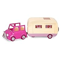 Li’l Woodzeez – Happy Camper Pink with Detachable Toy Vehicle – 40 Pcs Dollhouse Playset Including Furnitures, Play Food & Kitchen Accessories for Kids Age 3+